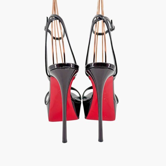 Christian Louboutin Loubi Queen Alta Platform Sandals Size 38.5 US 8.5 Black - Picture 6 of 14
